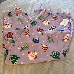 Old Navy Festive Purple Pajama Pants with Holiday Print size XL